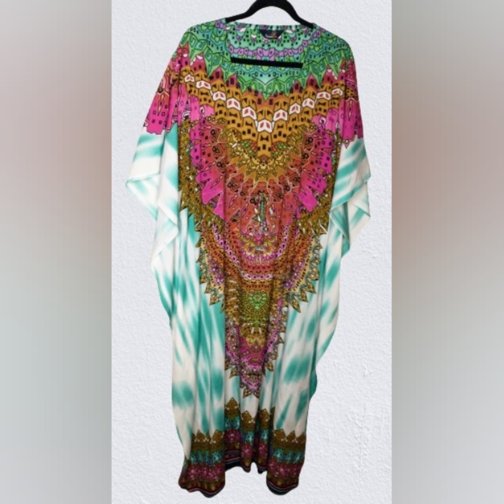 Riviera Sun Multi Color Tunic Coverup Dress Size Medium